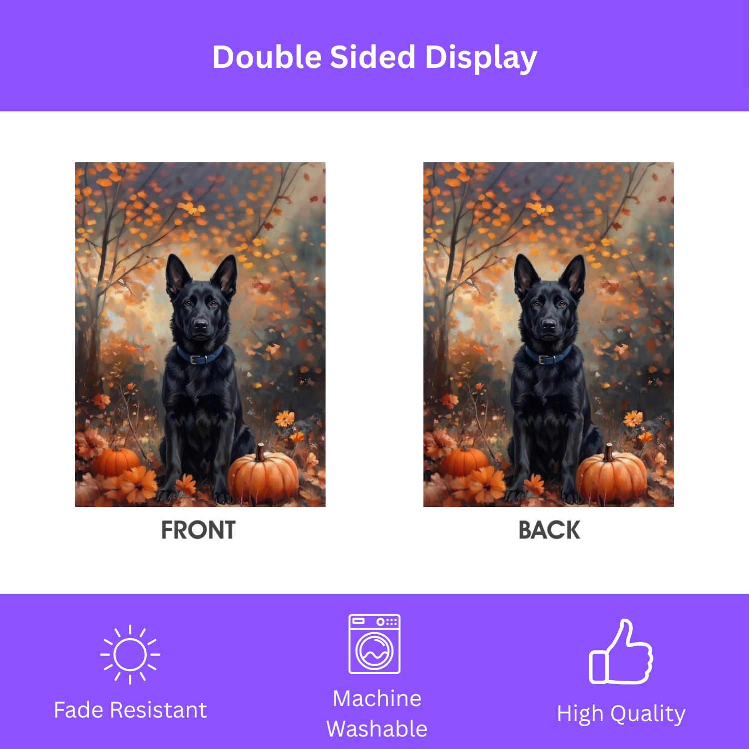 Fall Black German Shepherd Autumn Garden Flag - porch decor - Dragonfire Gardens