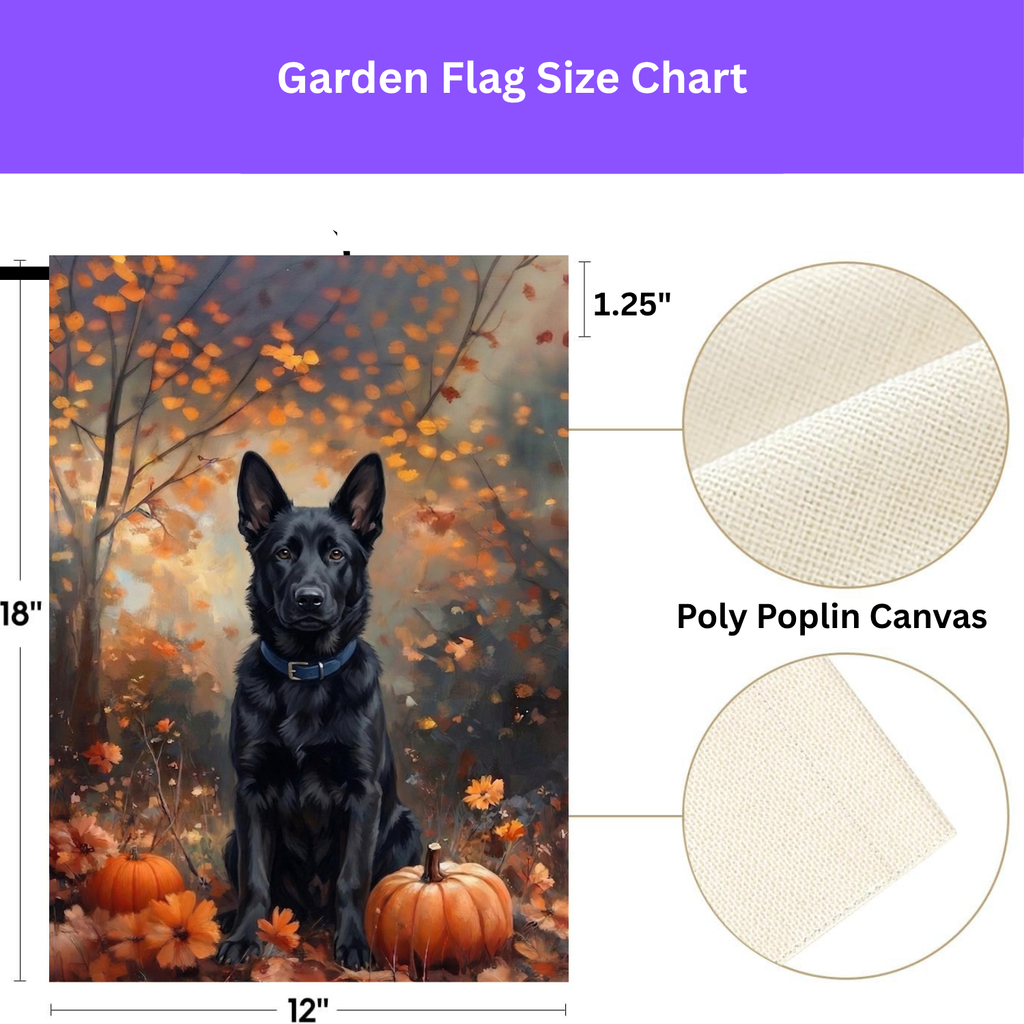 Fall Black German Shepherd Autumn Garden Flag - double-sided design - Dragonfire Gardens