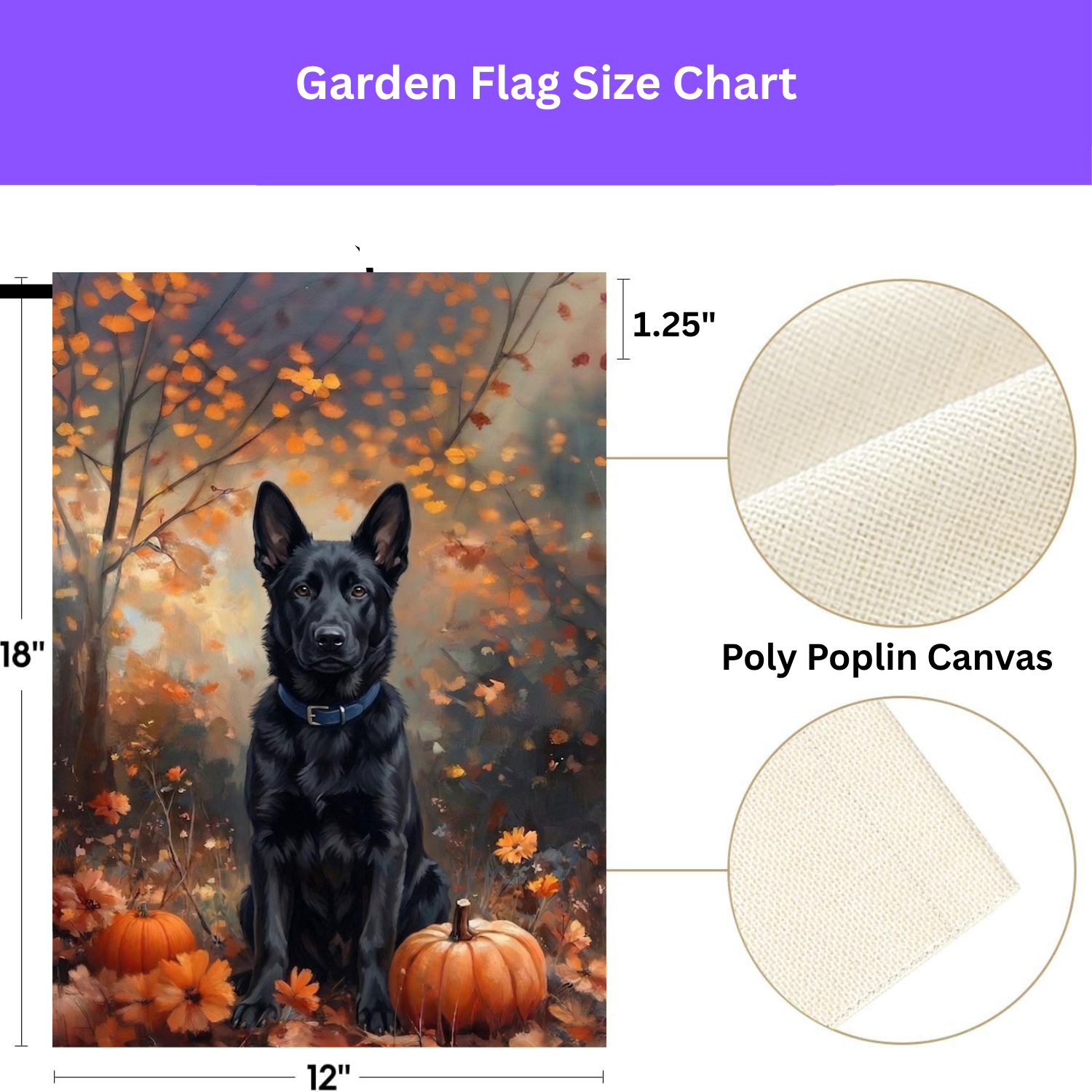 Fall Black German Shepherd Autumn Garden Flag - double-sided design - Dragonfire Gardens