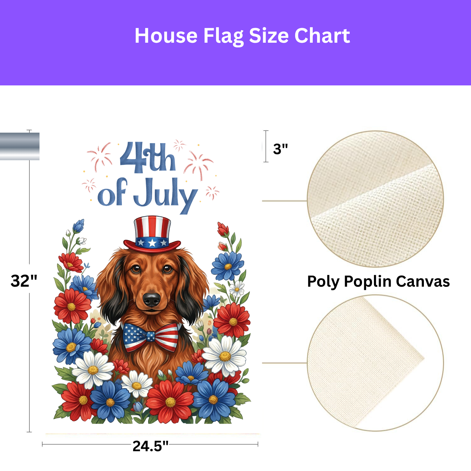 4th of July Long-Haired Dachshund Garden Flag - porch decor - Dragonfire Gardens