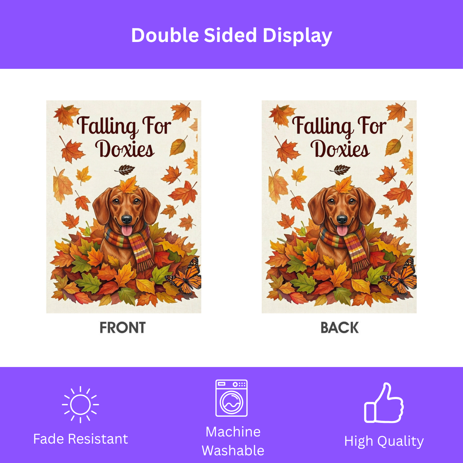 Falling For Doxies Short-Haired Dachshund Garden Flag - porch decor - Dragonfire Gardens