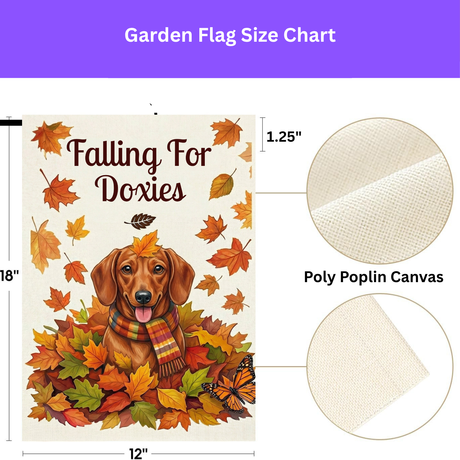 Falling For Doxies Short-Haired Dachshund Garden Flag - double-sided design - Dragonfire Gardens