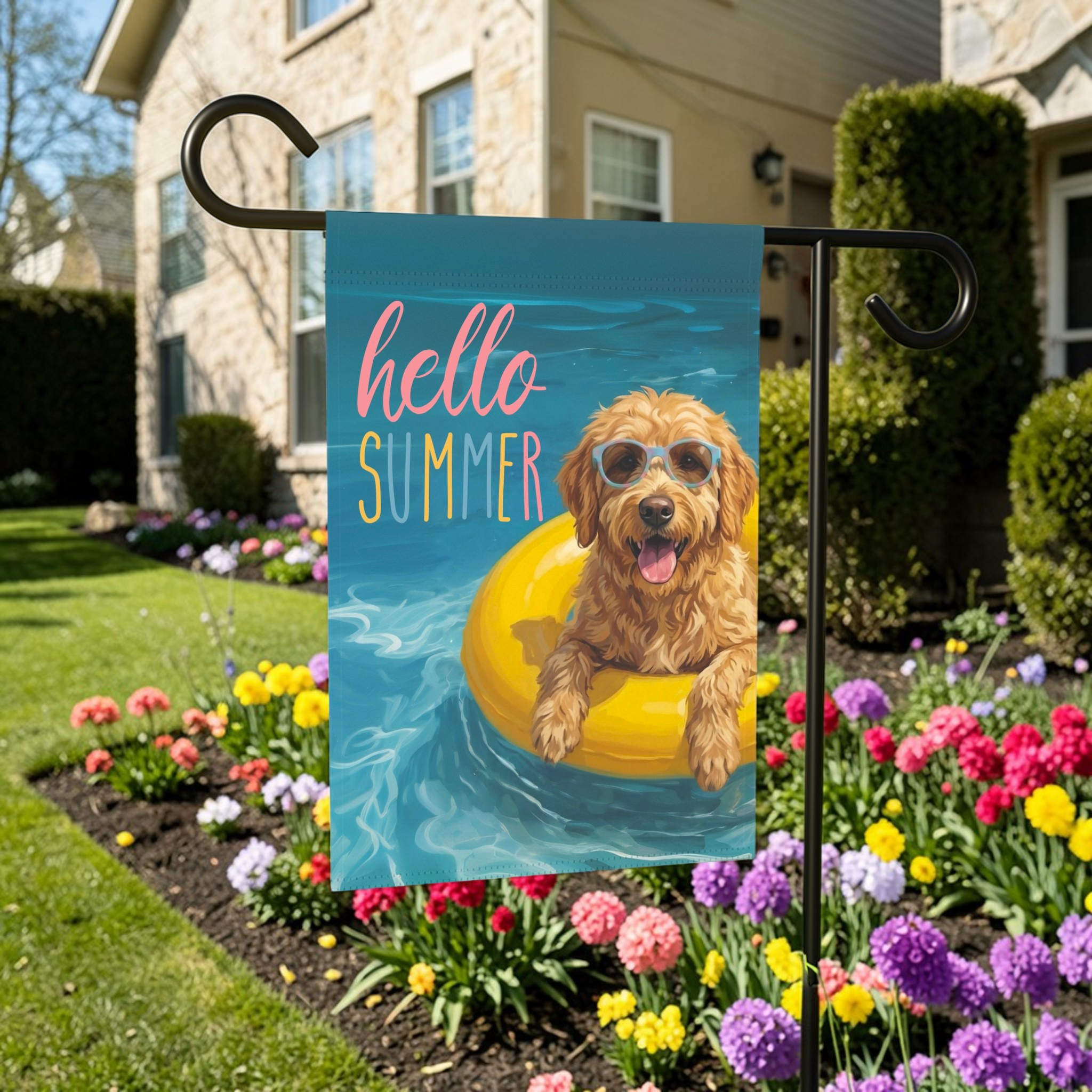 Hello Summer Golden Noodle Garden Flag