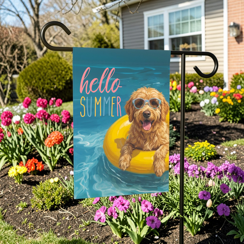 Hello Summer Golden Noodle Garden Flag