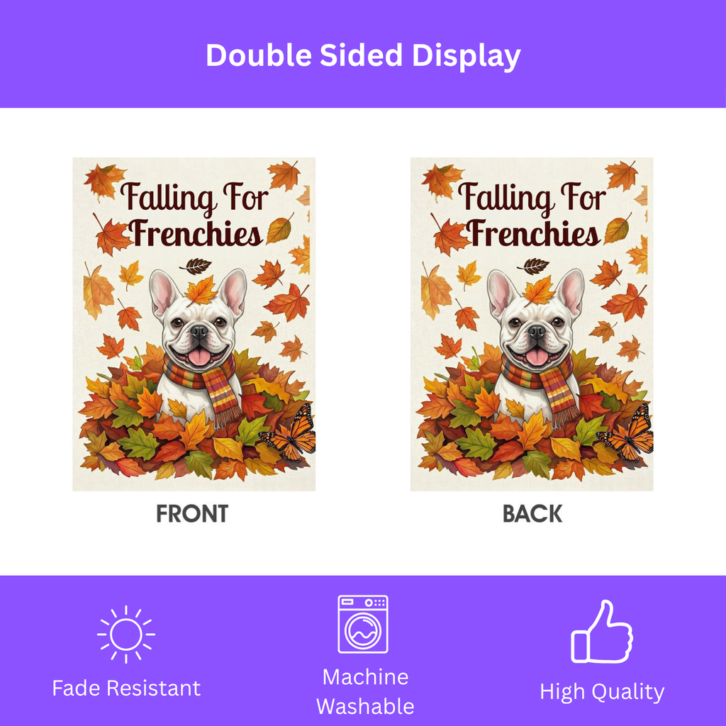 Falling For Frenchies White French Bulldog Garden Flag - porch decor - Dragonfire Gardens