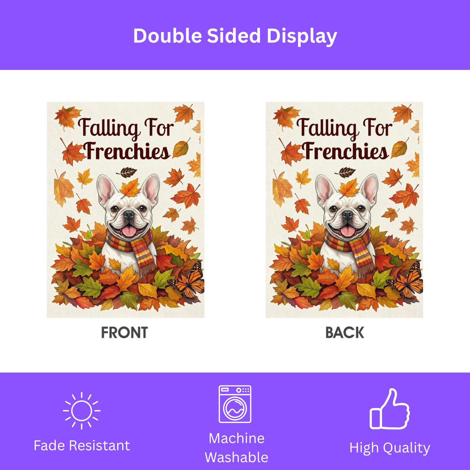 Falling For Frenchies White French Bulldog Garden Flag - porch decor - Dragonfire Gardens