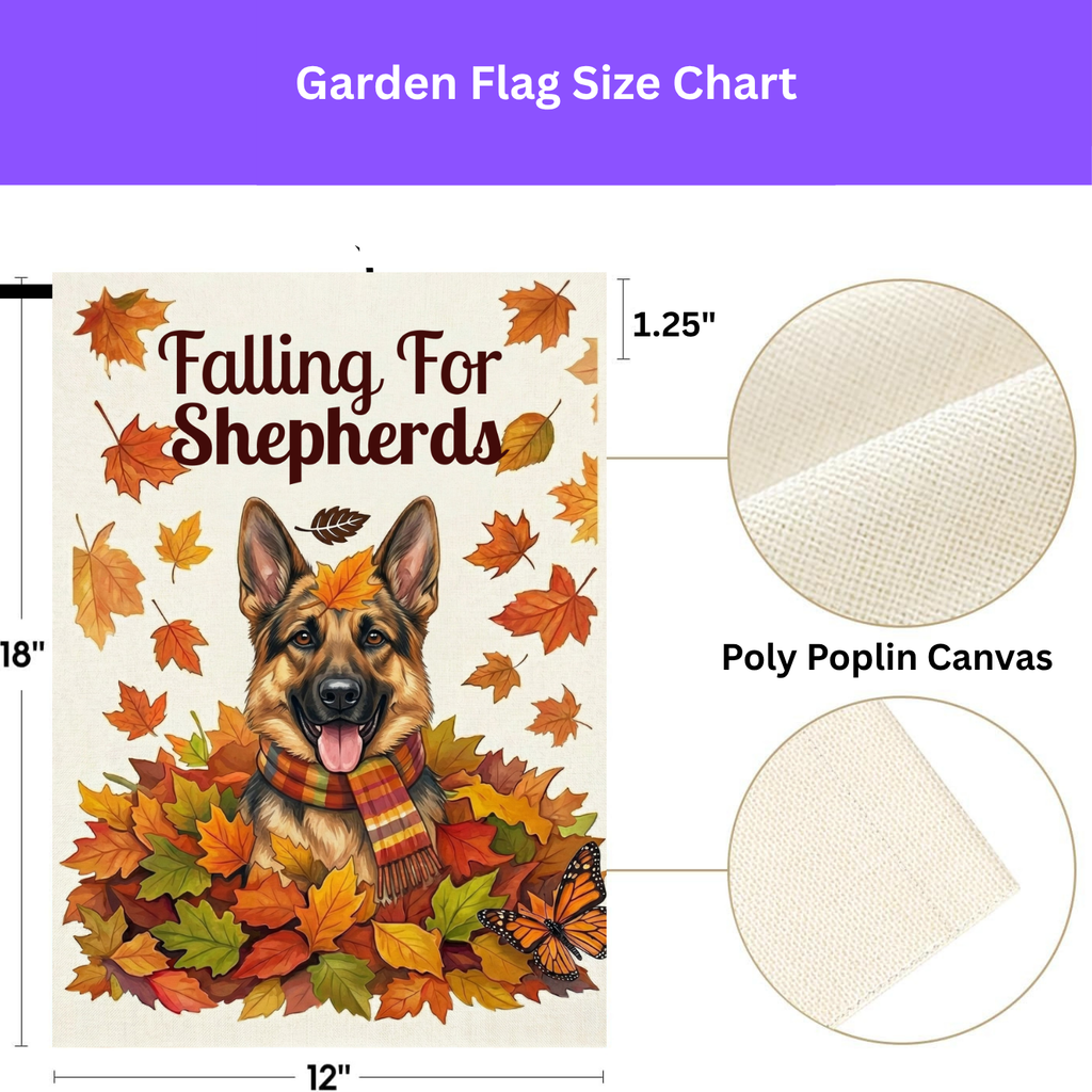 Falling For Shepherds German Shepherd Garden Flag - double-sided design - Dragonfire Gardens