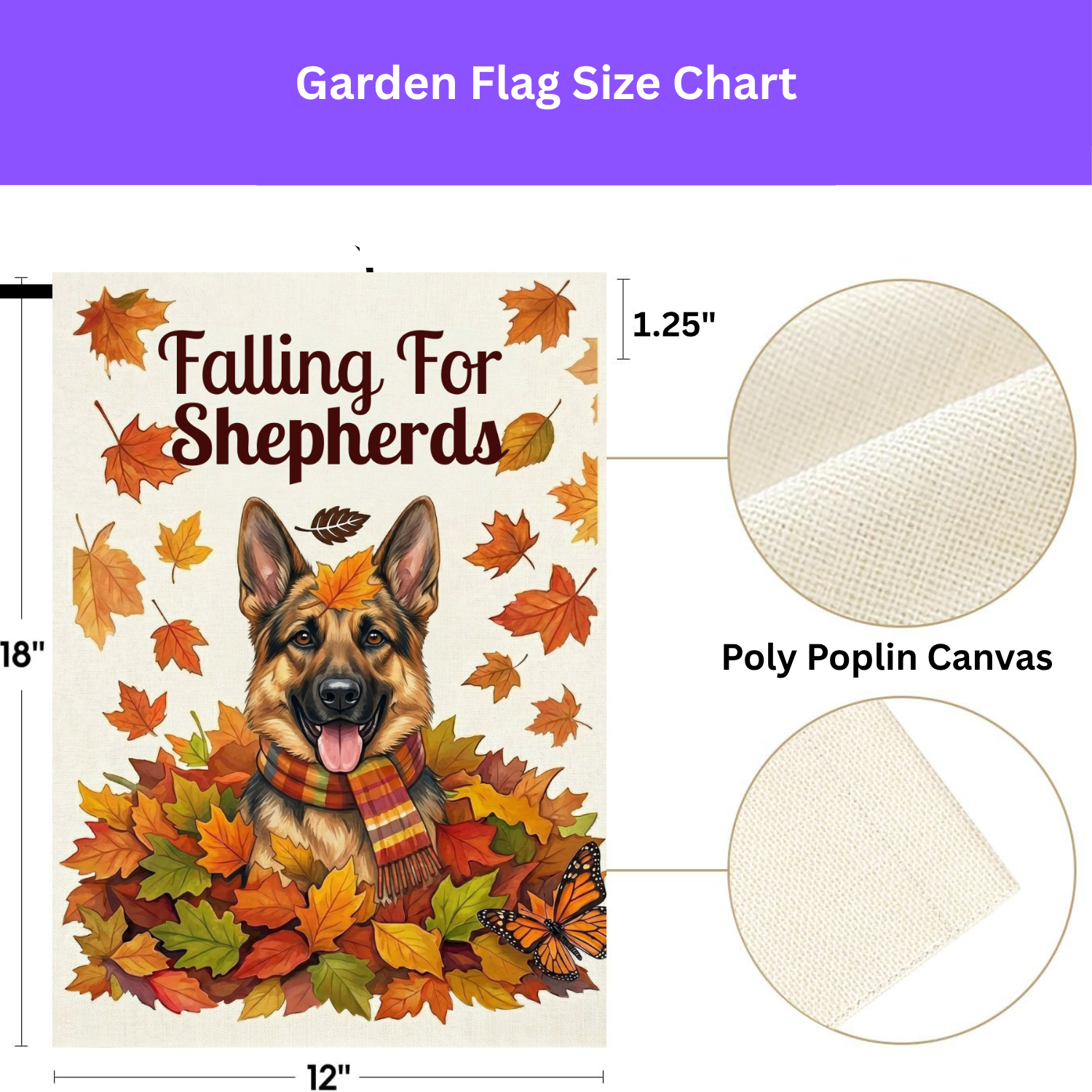 Falling For Shepherds German Shepherd Garden Flag - double-sided design - Dragonfire Gardens