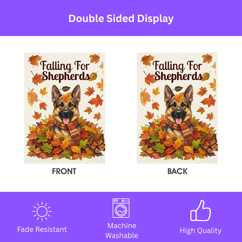 Falling For Shepherds German Shepherd Garden Flag - porch decor - Dragonfire Gardens
