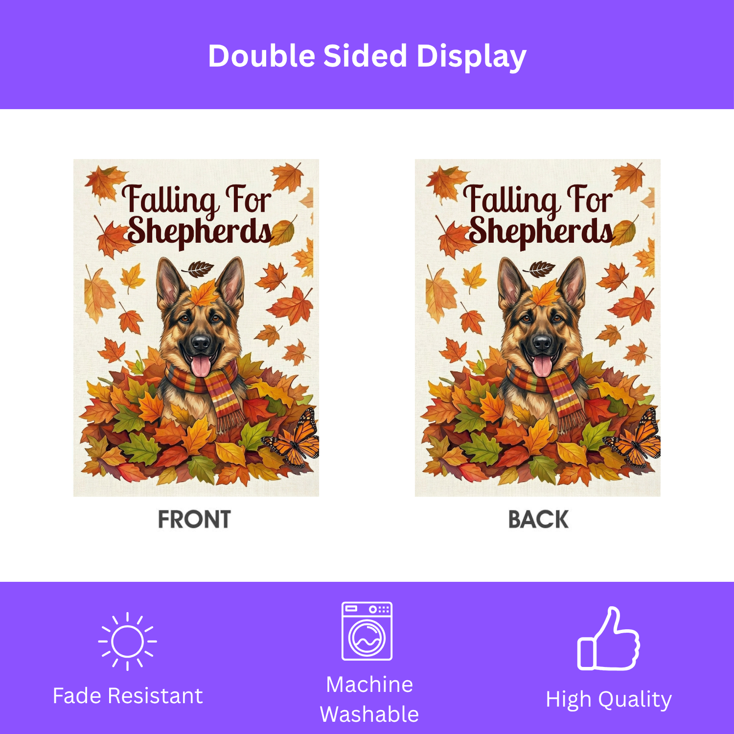 Falling For Shepherds German Shepherd Garden Flag - porch decor - Dragonfire Gardens