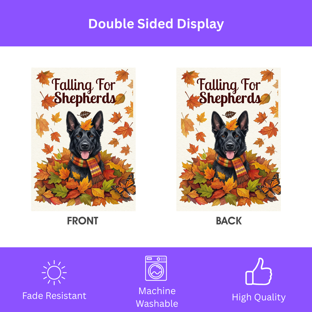 Falling For Shepherds Black German Shepherd Garden Flag - porch decor - Dragonfire Gardens