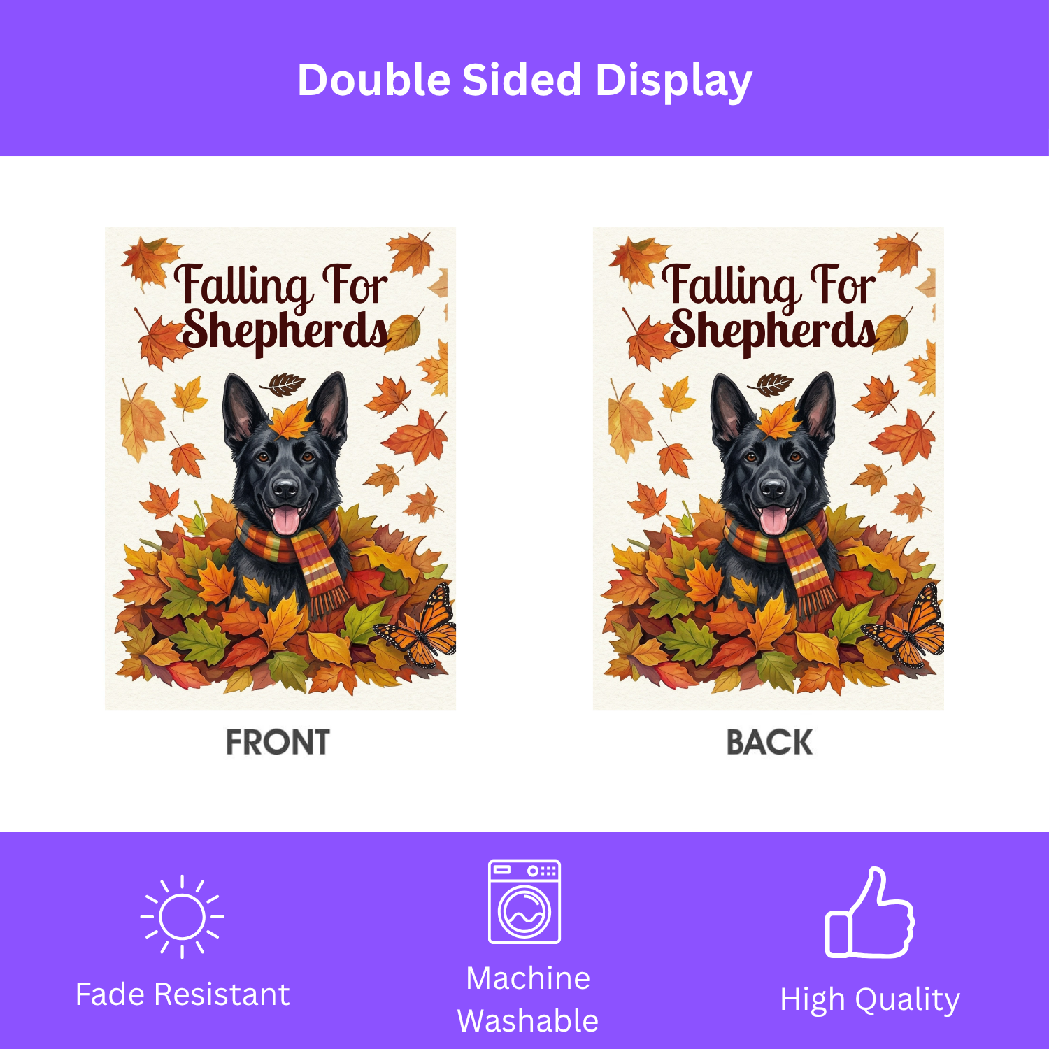Falling For Shepherds Black German Shepherd Garden Flag - porch decor - Dragonfire Gardens