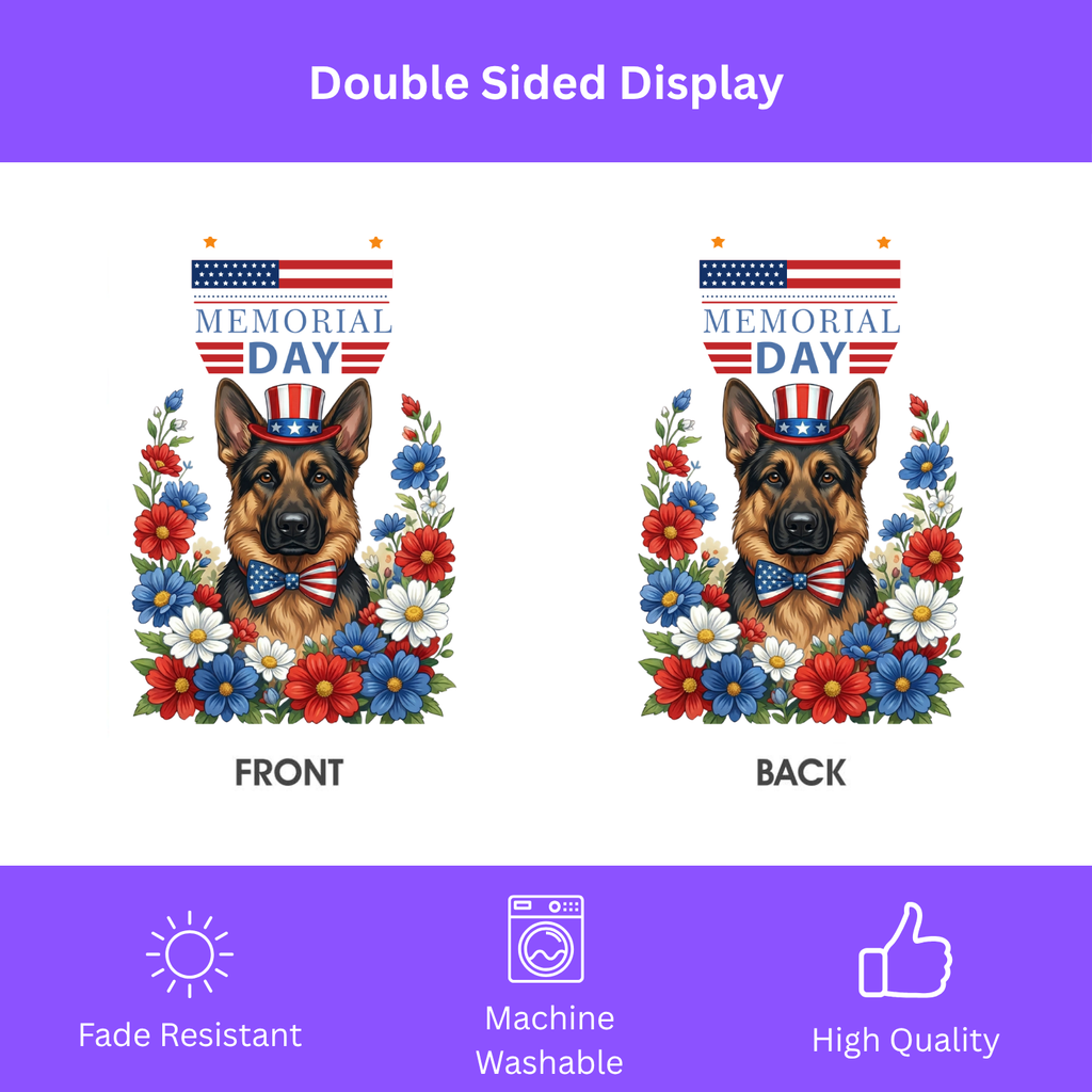 Memorial Day German Shepherd Garden Banner Garden Flag - porch decor - Dragonfire Gardens