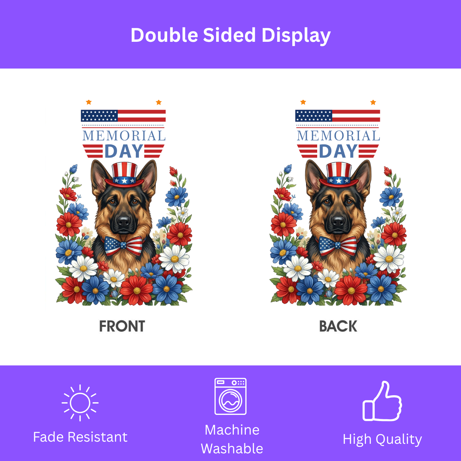 Memorial Day German Shepherd Garden Banner Garden Flag - porch decor - Dragonfire Gardens