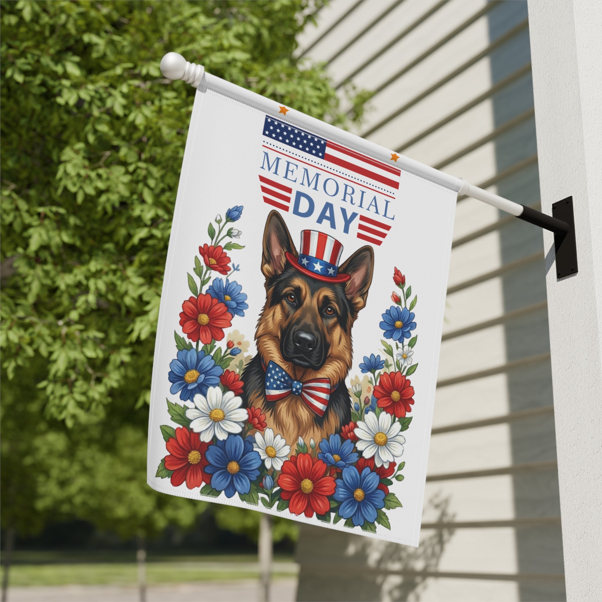 Memorial Day German Shepherd Garden Banner Garden Flag - yard display - Dragonfire Gardens