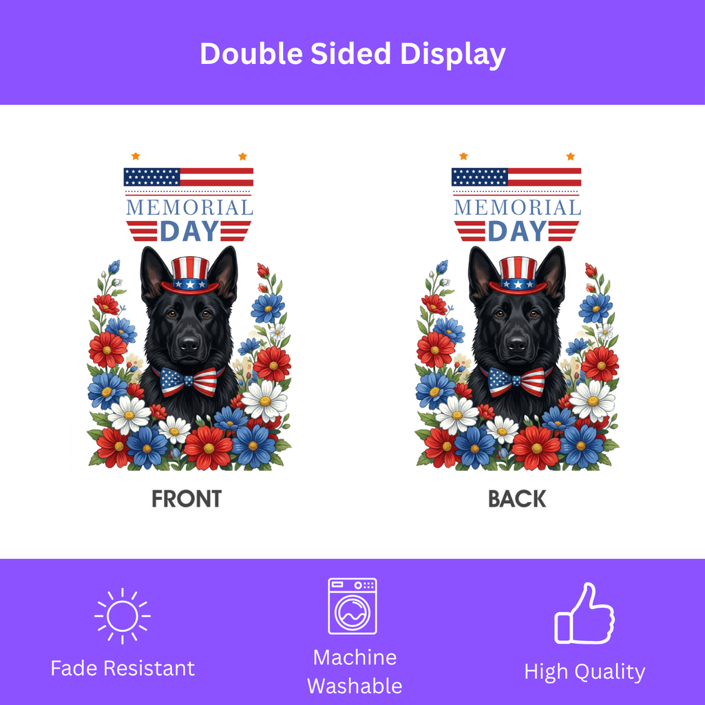 Memorial Day Black German Shepherd Garden Flag - porch decor - Dragonfire Gardens