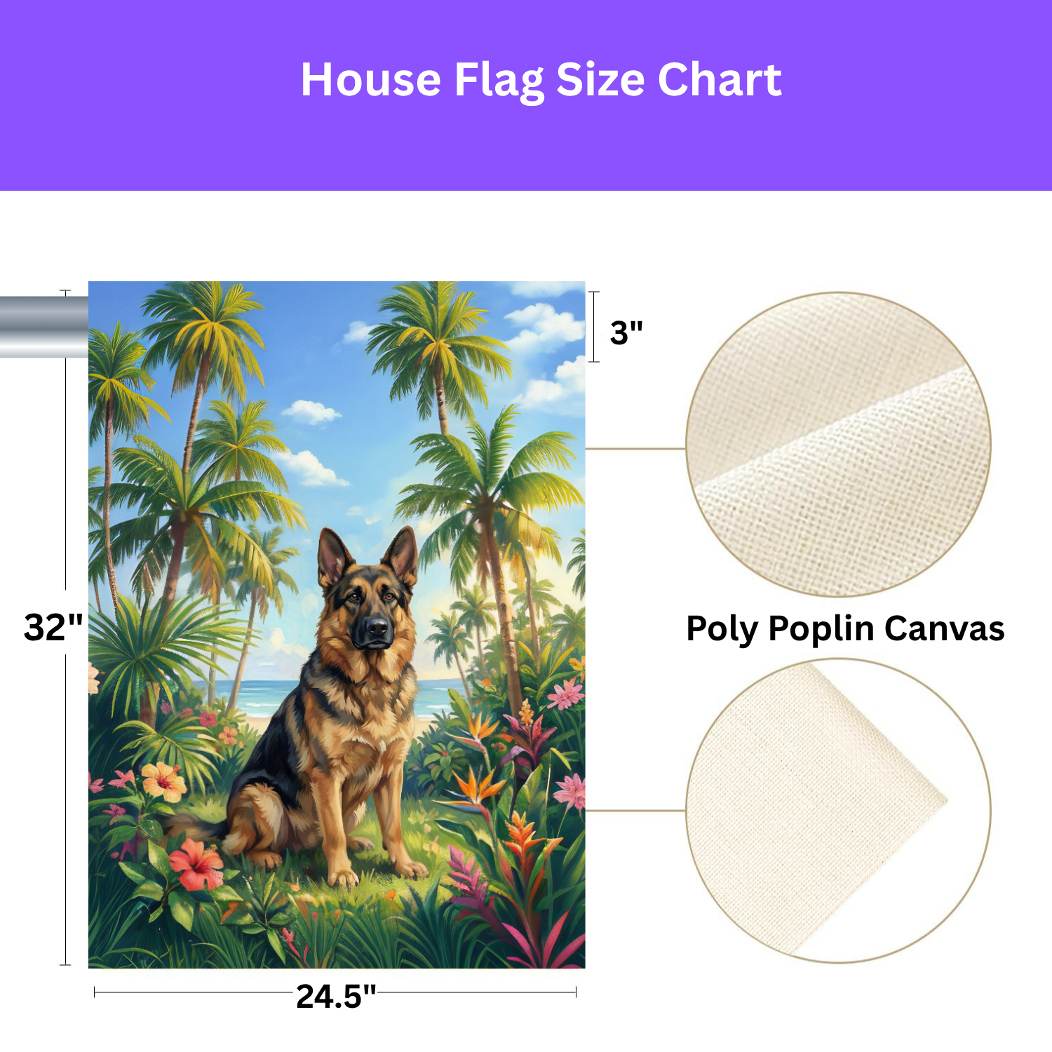 Palm Tree Summer German Shepherd Garden Flag - porch decor - Dragonfire Gardens
