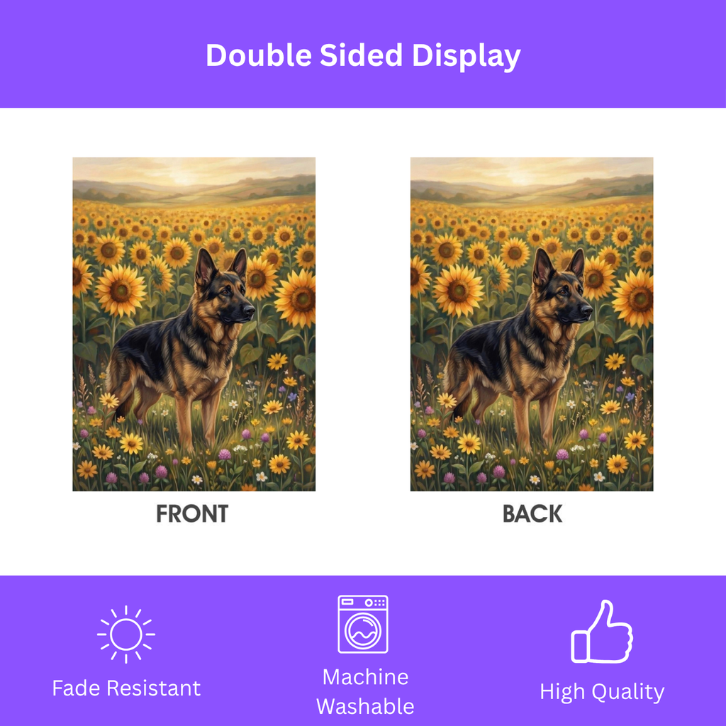 Sunflower Field German Shepherd Garden Flag - porch decor - Dragonfire Gardens