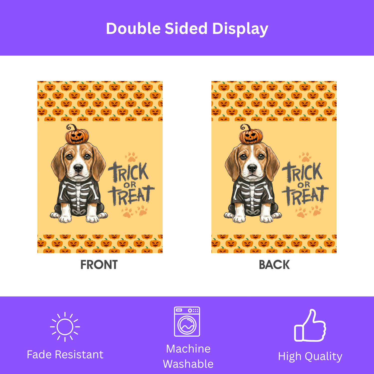 Trick or Treat Beagle Puppy Halloween Garden Flag - porch decor - Dragonfire Gardens