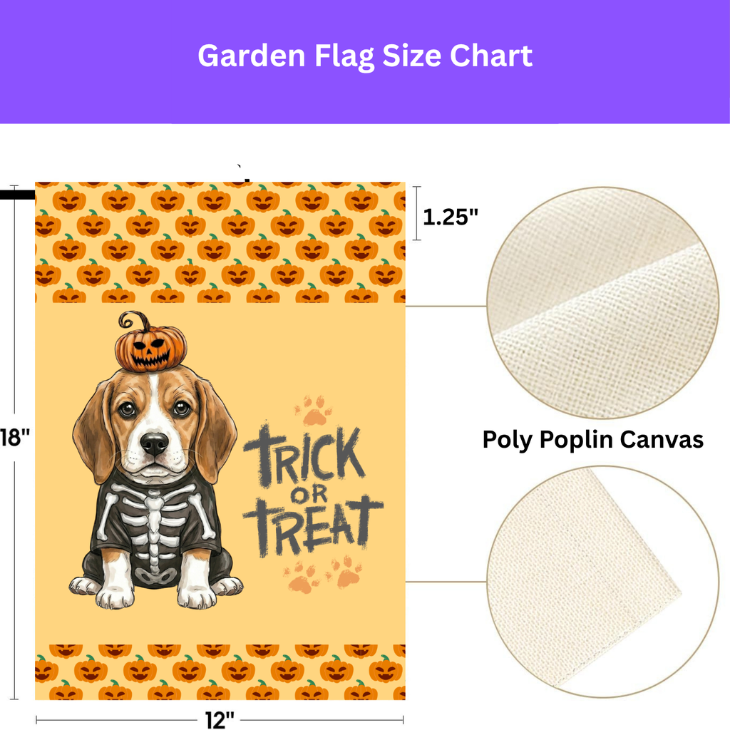 Trick or Treat Beagle Puppy Halloween Garden Flag - double-sided design - Dragonfire Gardens