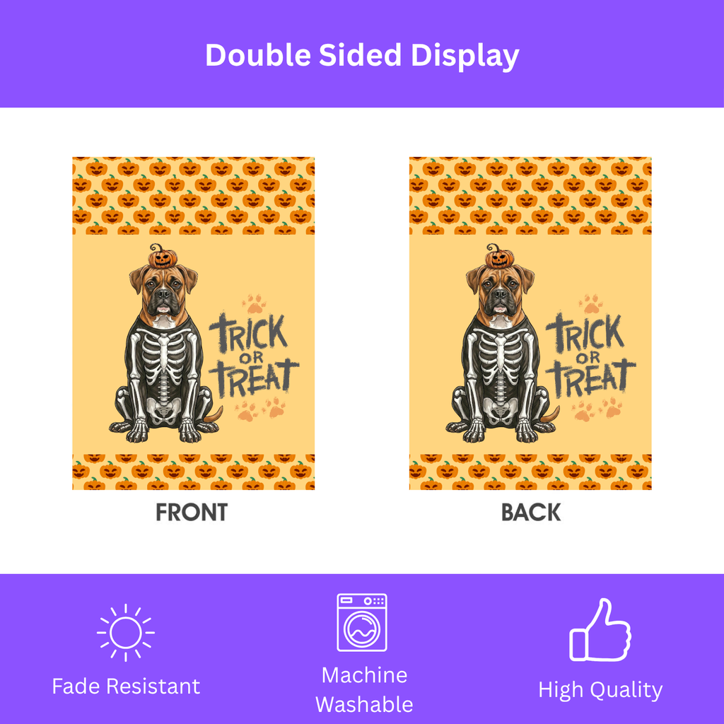 Trick or Treat Boxer Halloween Garden Flag - porch decor - Dragonfire Gardens