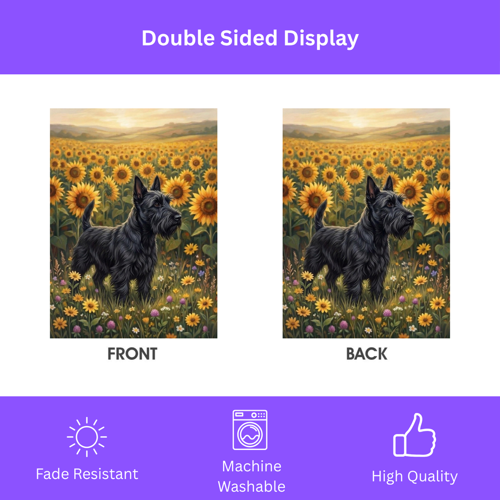 Sunflower Field Scottish Terrier Garden Flag - porch decor - Dragonfire Gardens