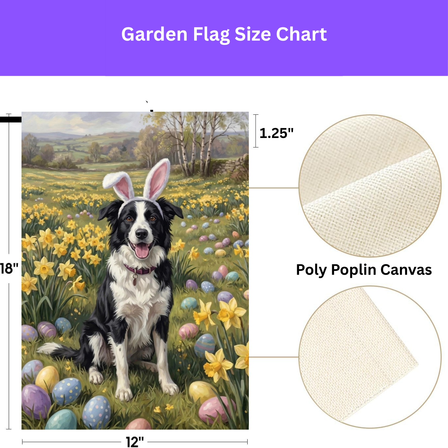 Pink Bunny Ears Border Collie Easter Garden Flag