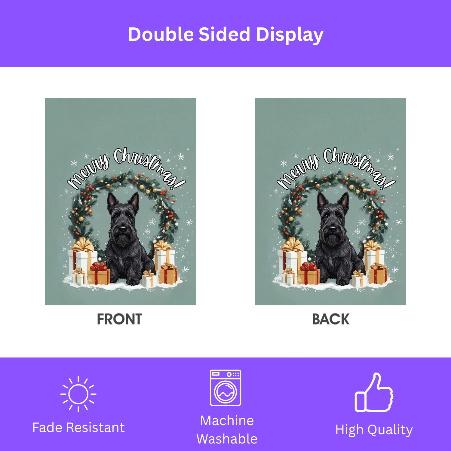 Merry Christmas Scottish Terrier Garden Flag - porch decor - Dragonfire Gardens