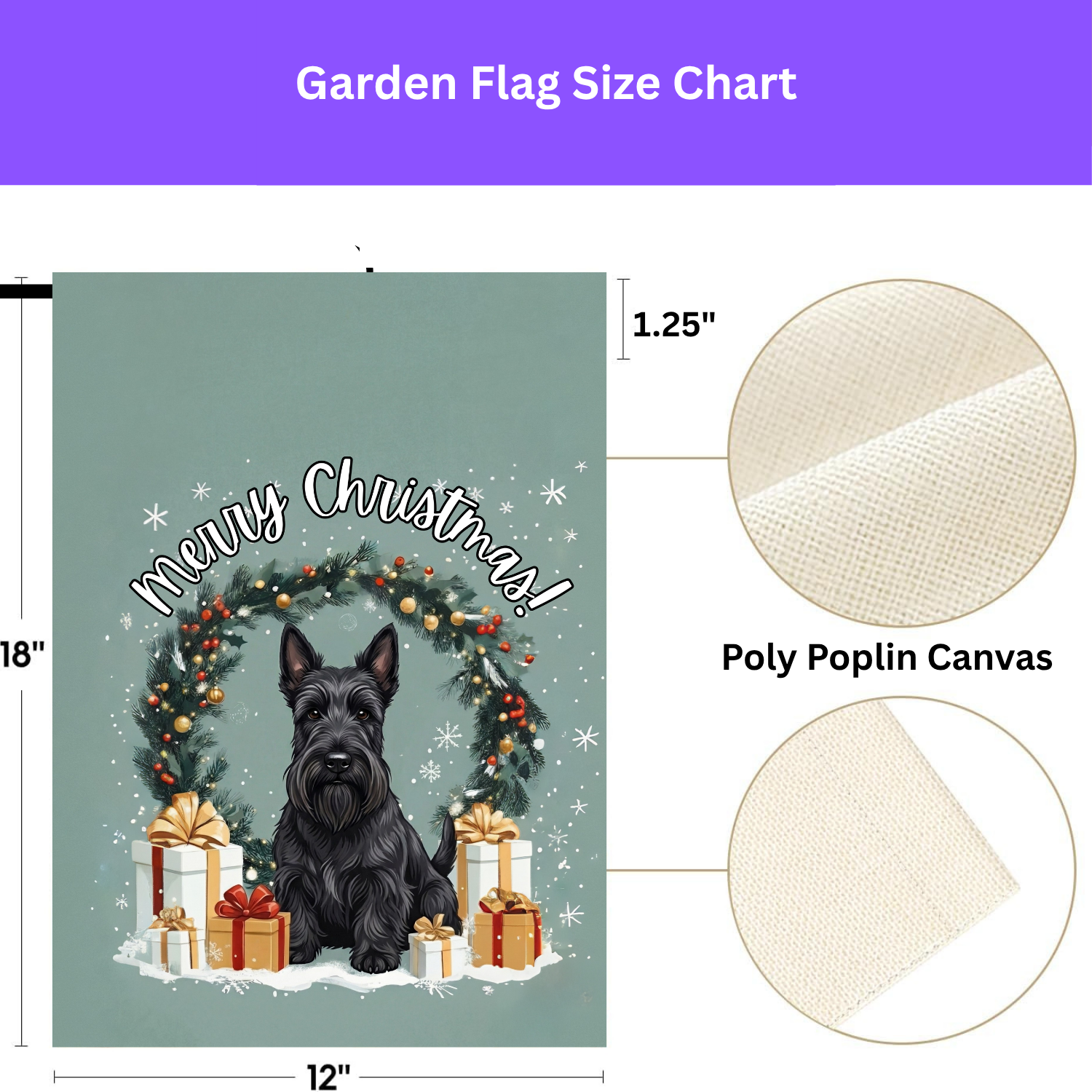 Merry Christmas Scottish Terrier Garden Flag - double-sided design - Dragonfire Gardens