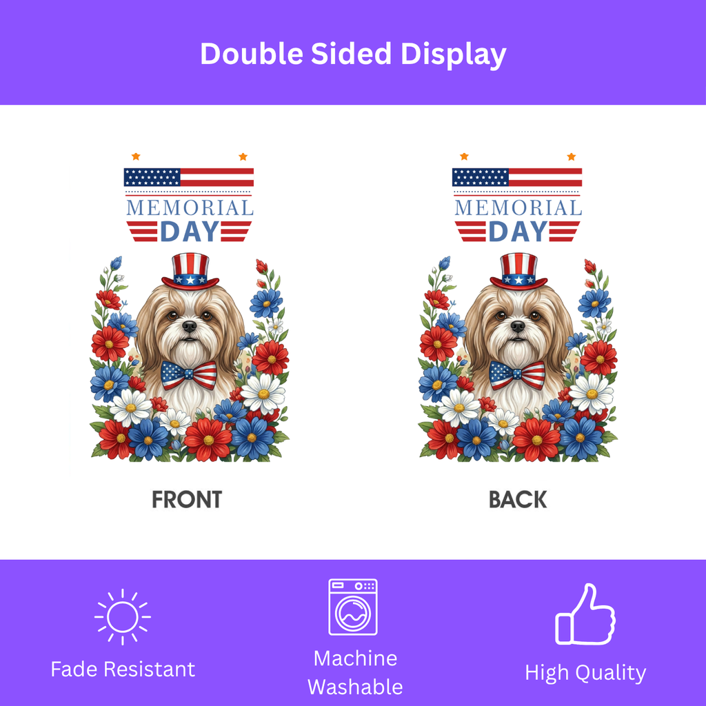 Memorial Day Shih Tzu Garden Flag - porch decor - Dragonfire Gardens