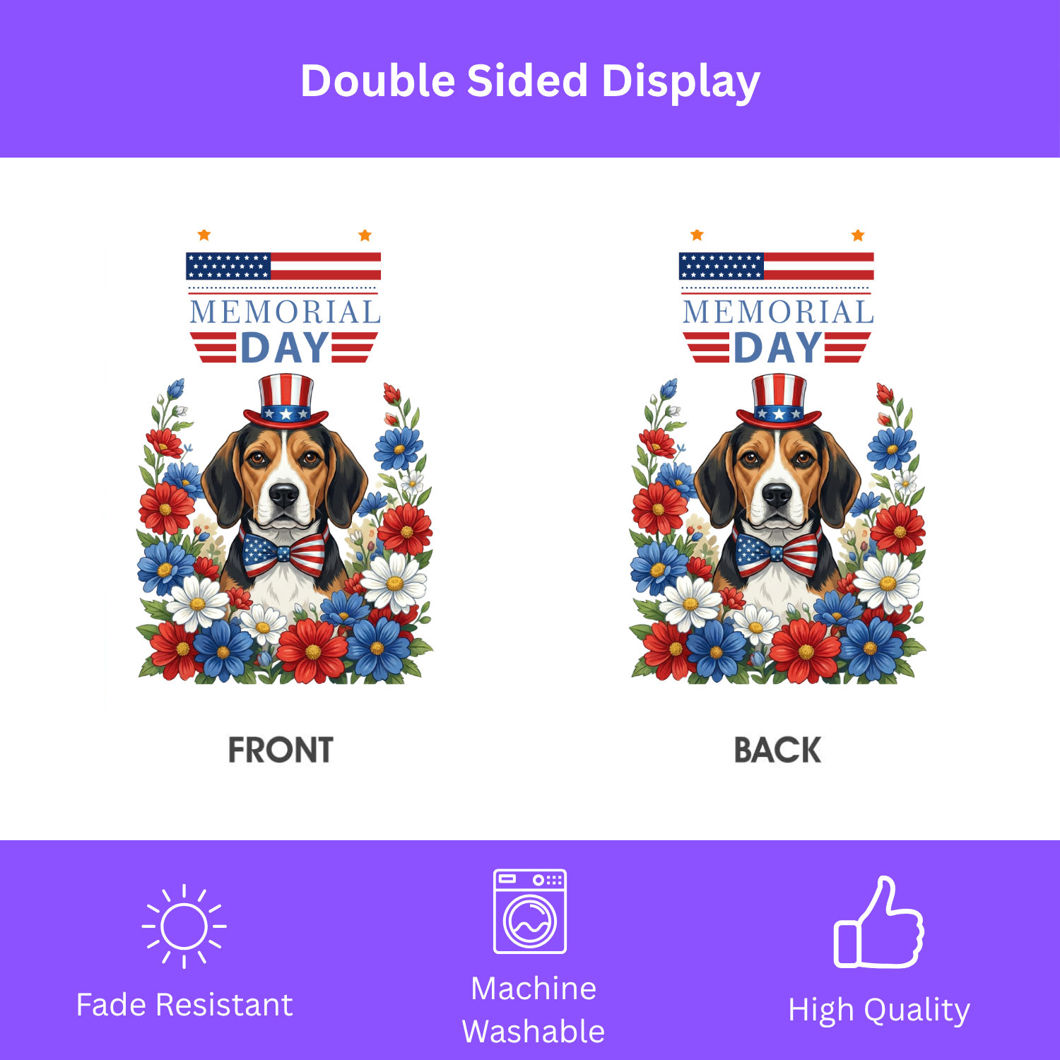 Memorial Day Beagle Garden Flag