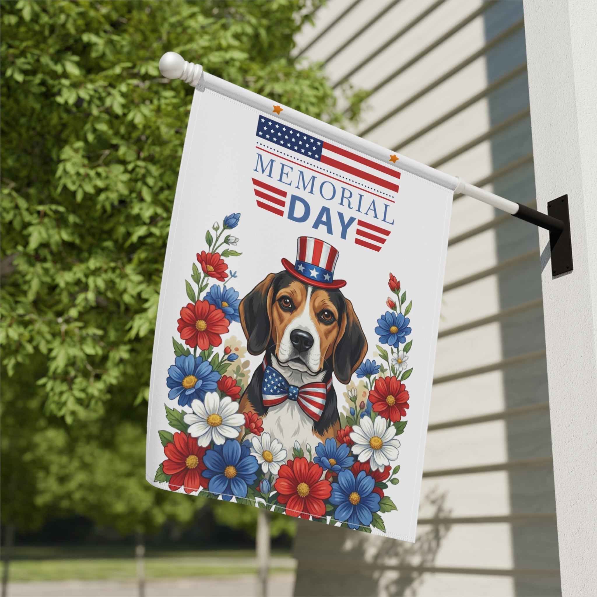 Memorial Day Beagle Garden Flag - yard display - Dragonfire Gardens