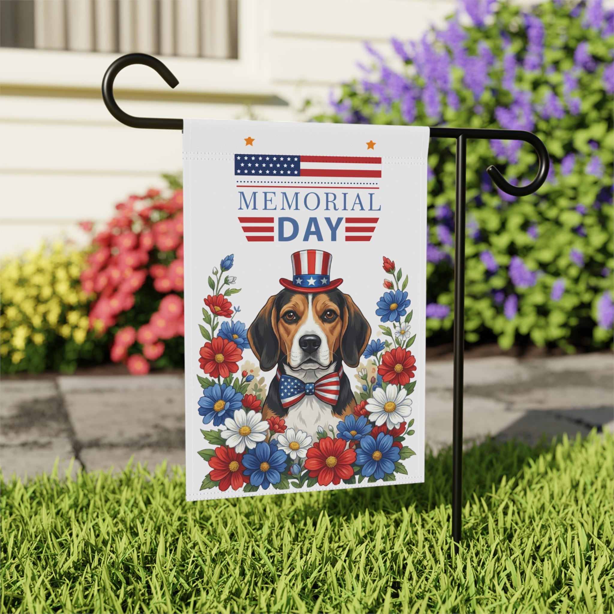Memorial Day Beagle Garden Flag