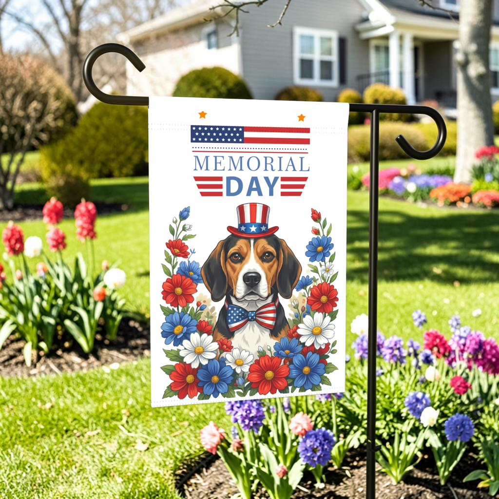 Memorial Day Beagle Garden Flag
