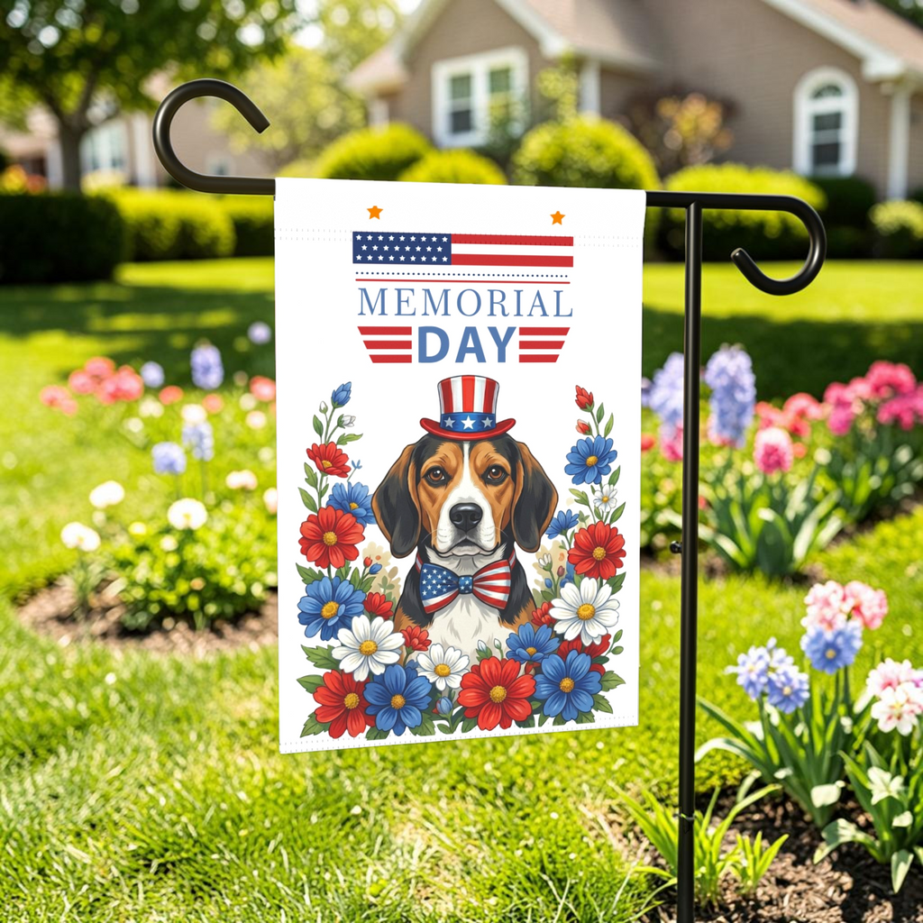 Memorial Day Beagle Garden Flag