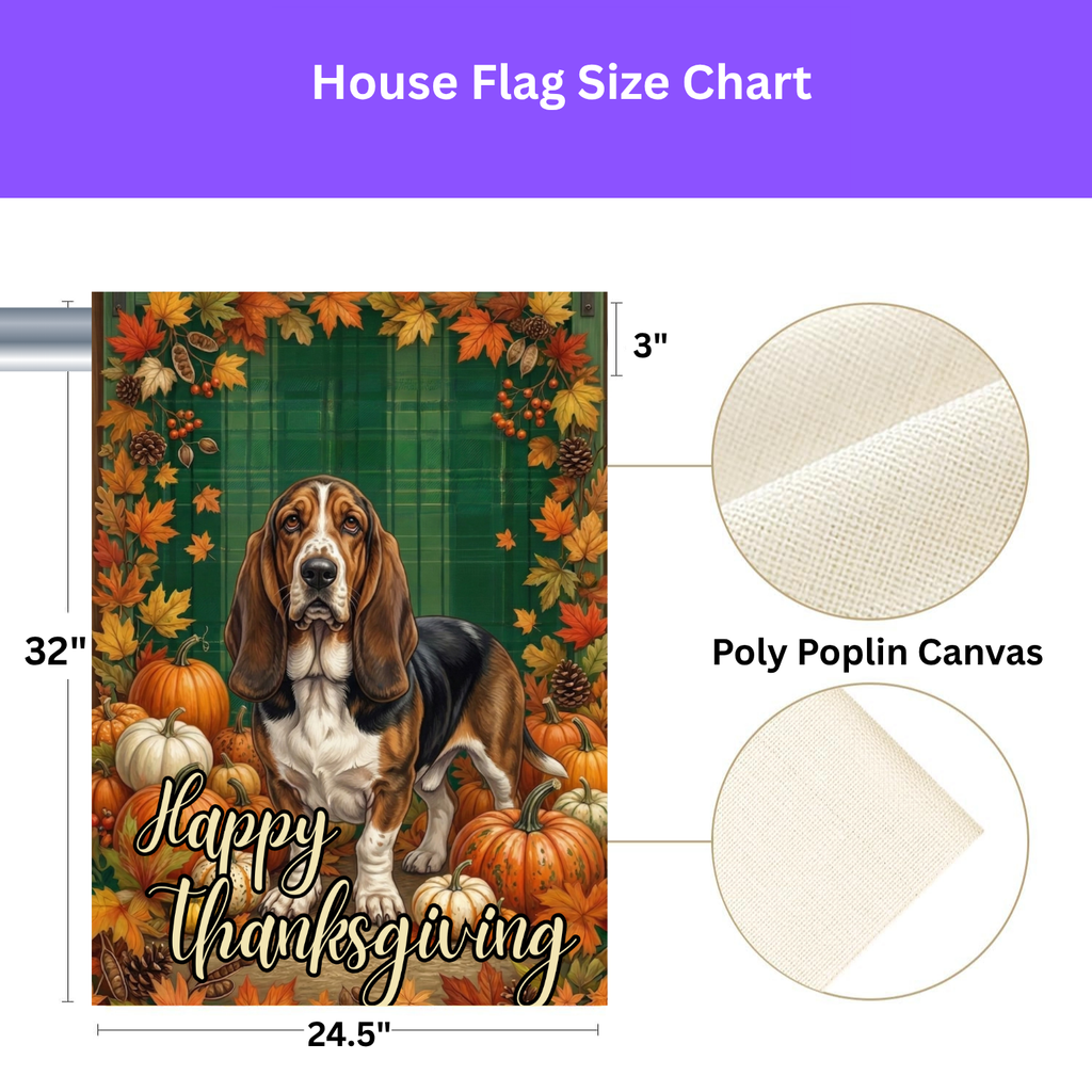 Happy Thanksgiving Basset Hound Garden Flag