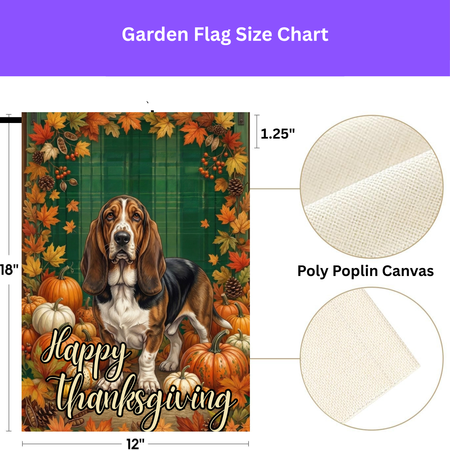 Happy Thanksgiving Basset Hound Garden Flag