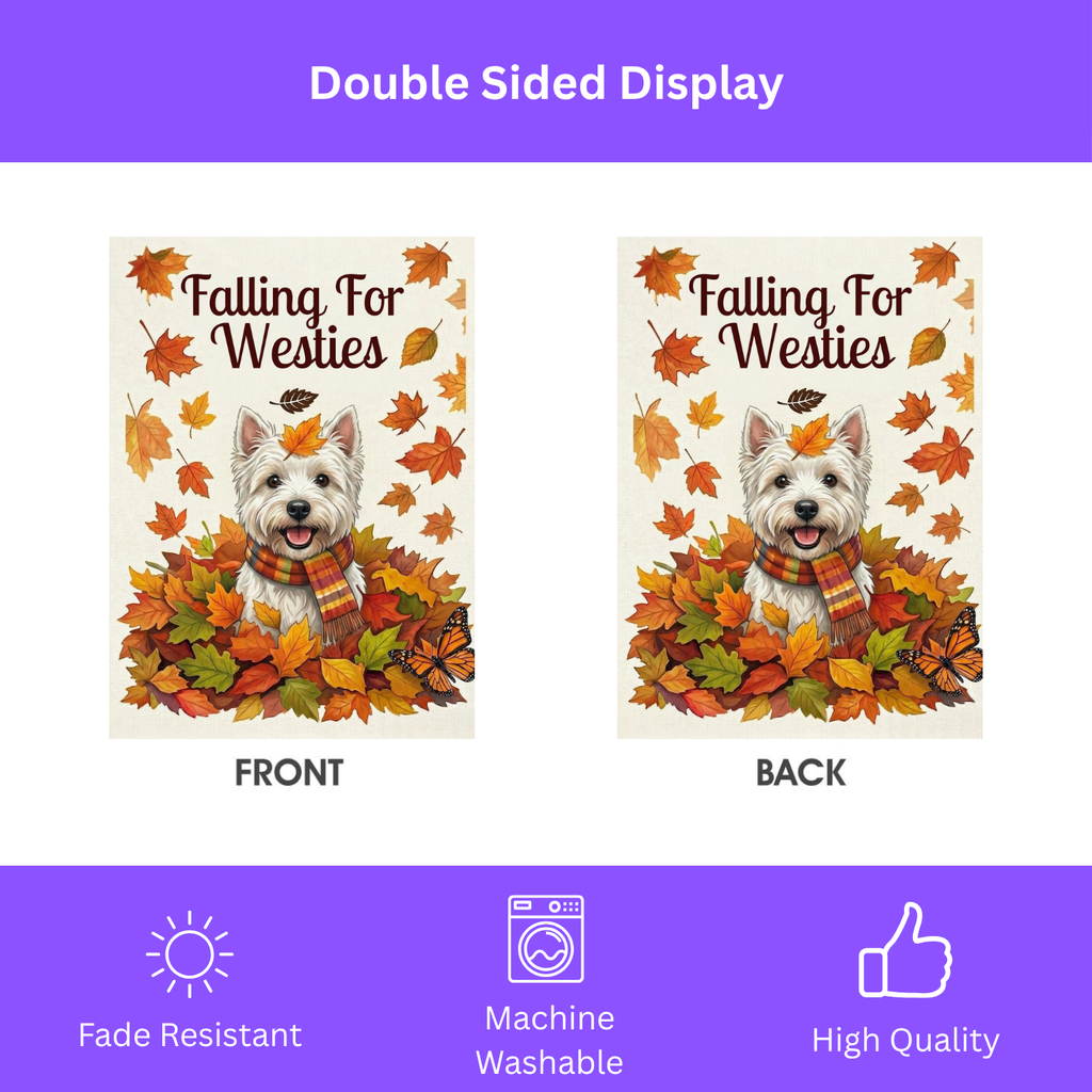 Falling For Westies Autumn Garden Flag - porch decor - Dragonfire Gardens