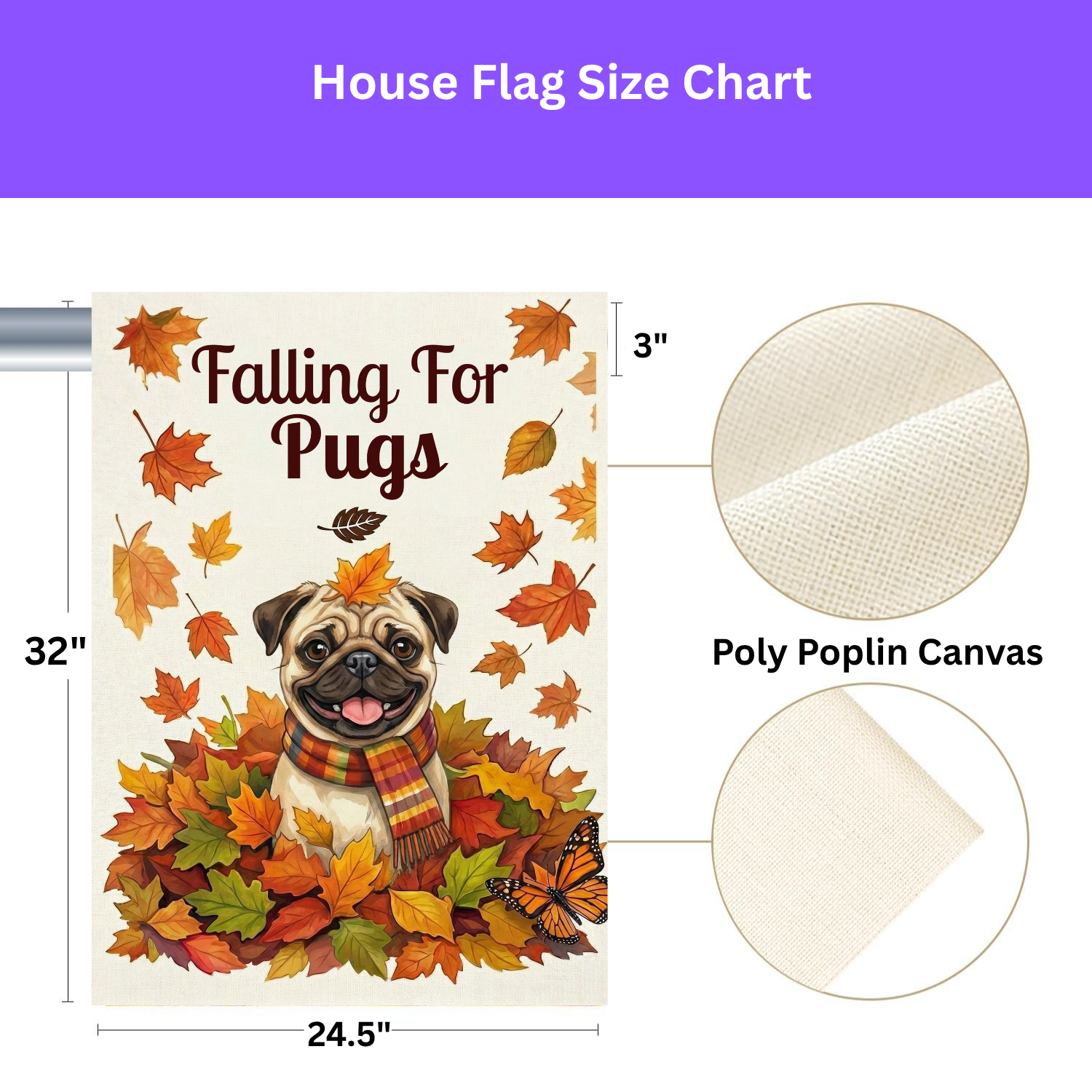 Falling For Pugs Autumn Garden Flag