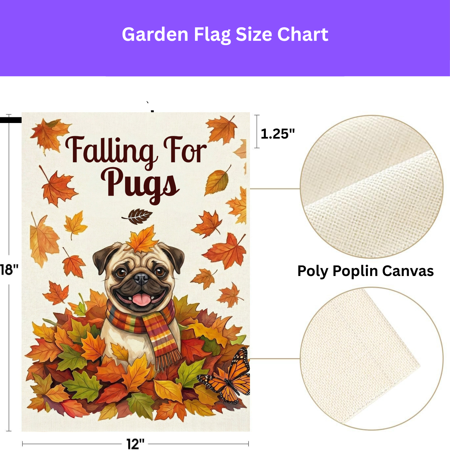 Falling For Pugs Autumn Garden Flag