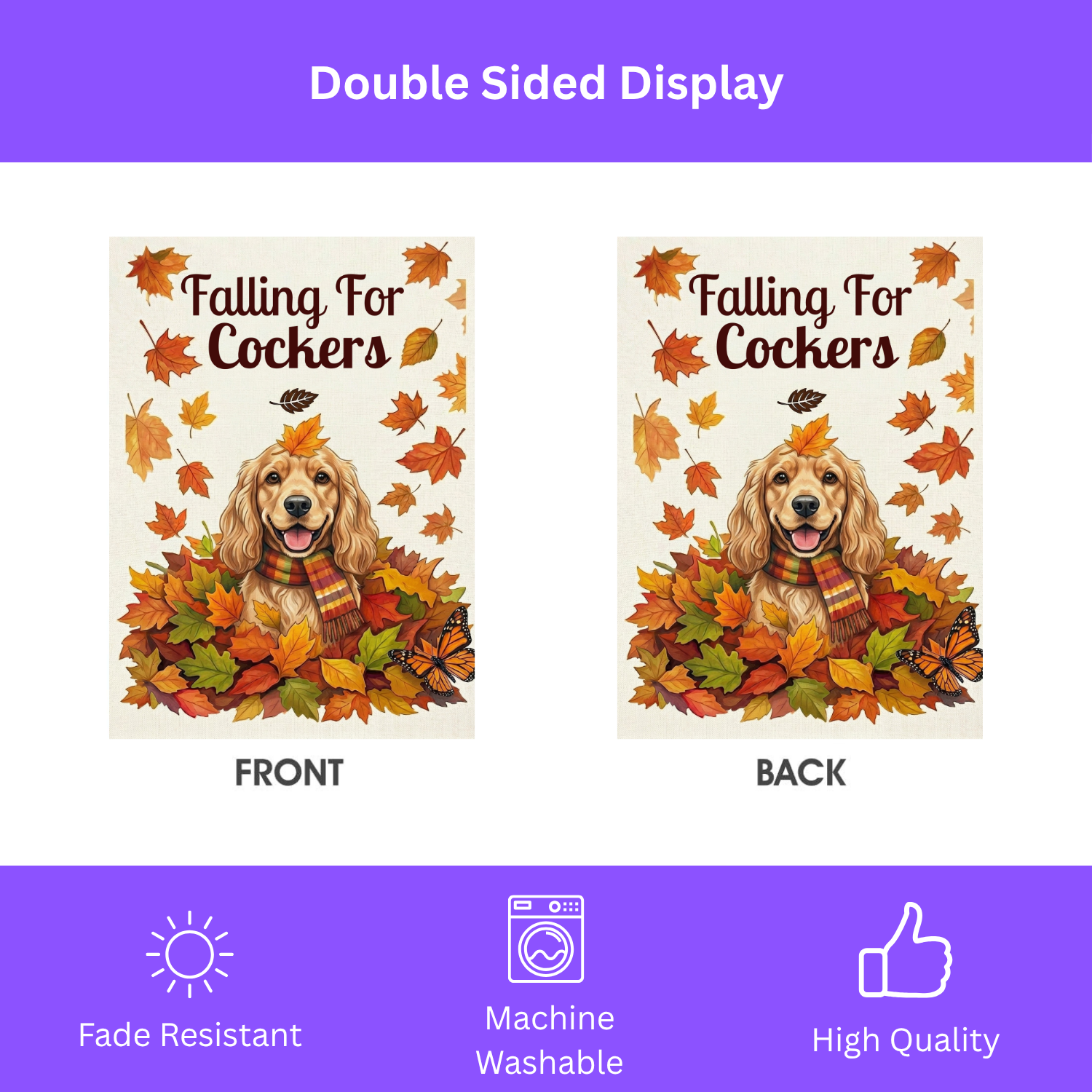 Falling For Cockers Autumn Garden Flag - porch decor - Dragonfire Gardens