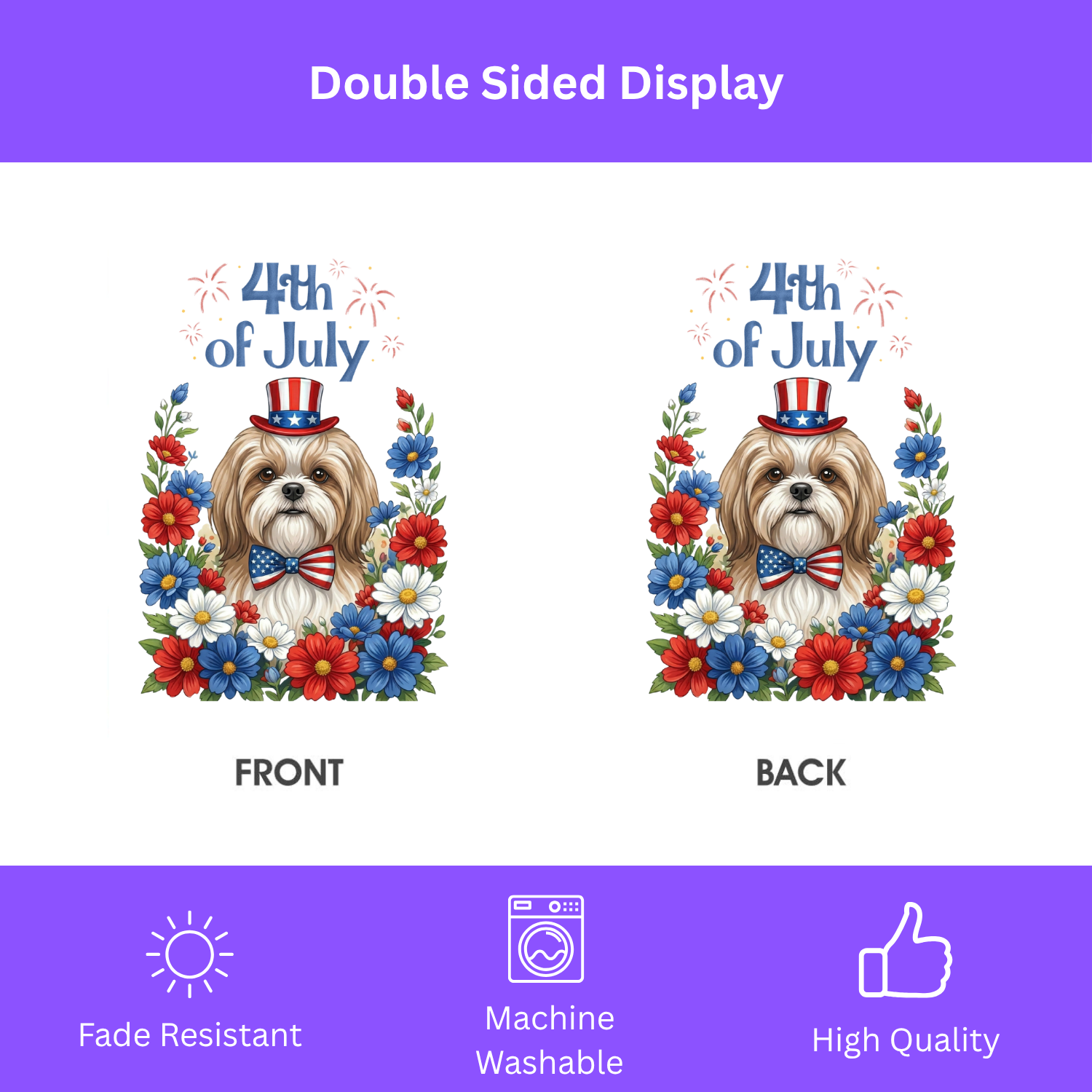 4th of July Shih Tzu Garden Flag - porch decor - Dragonfire Gardens