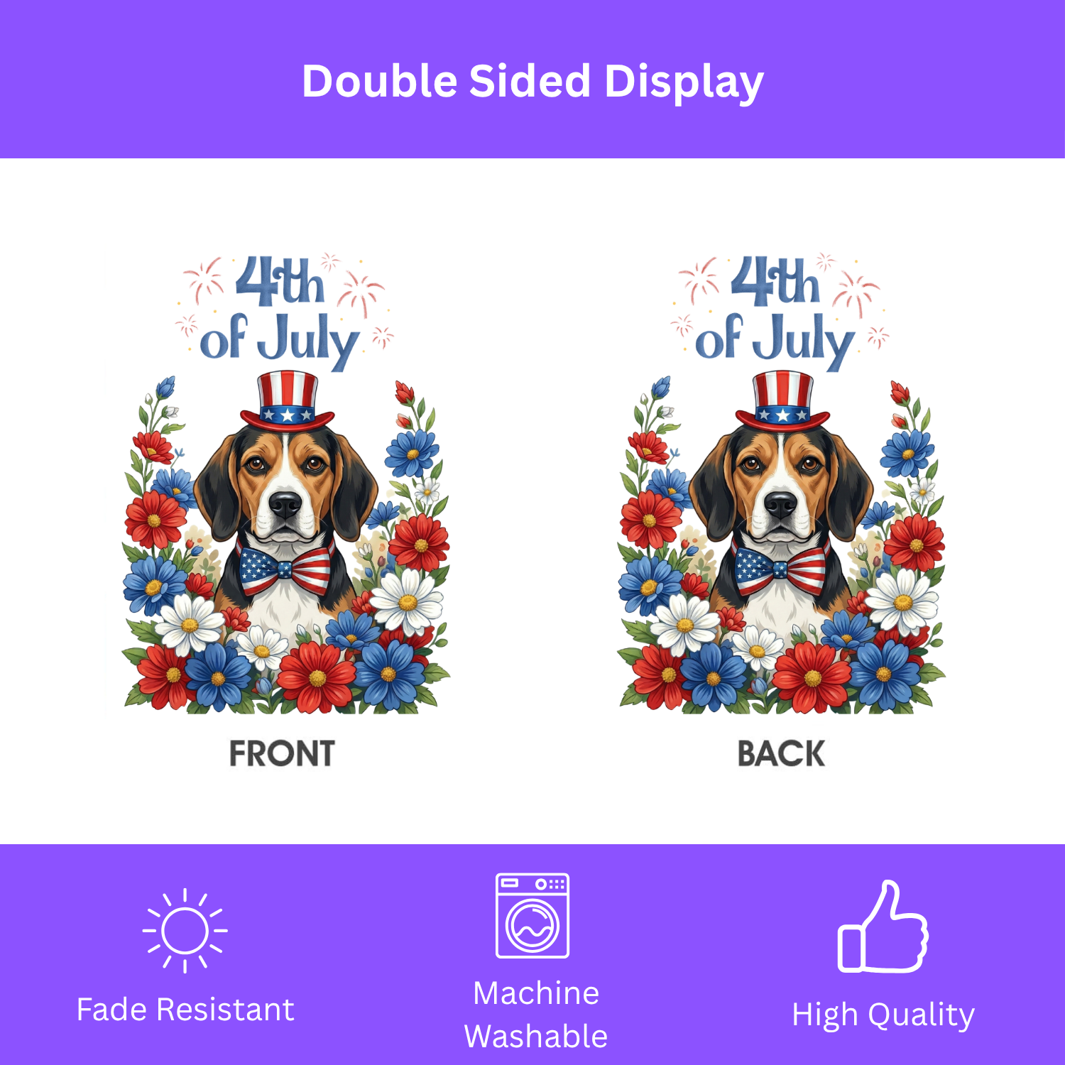 4th of July Beagle Garden Flag - porch decor - Dragonfire Gardens