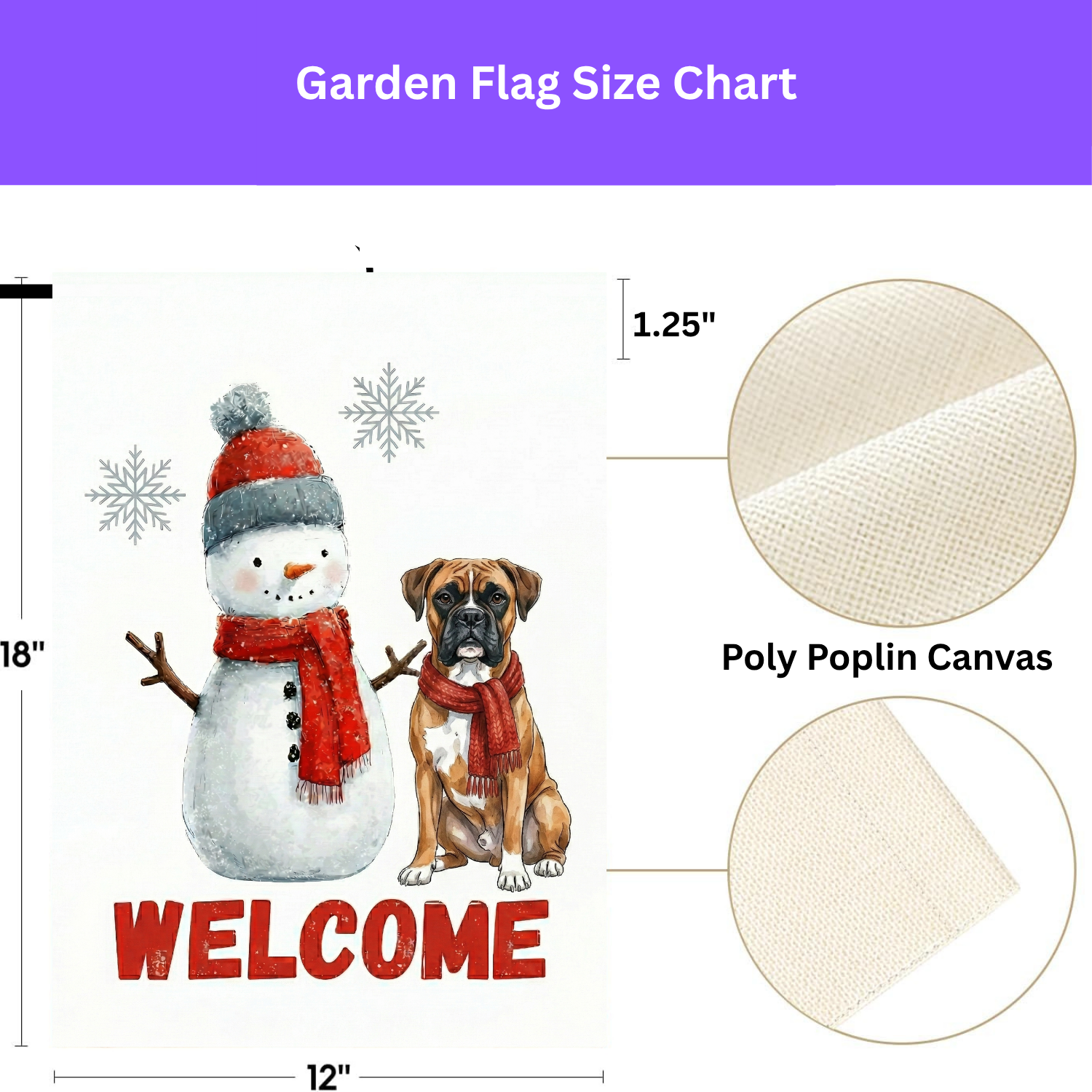 Boxer and Snowman Welcome Garden Flag - double-sided design - Dragonfire Gardens