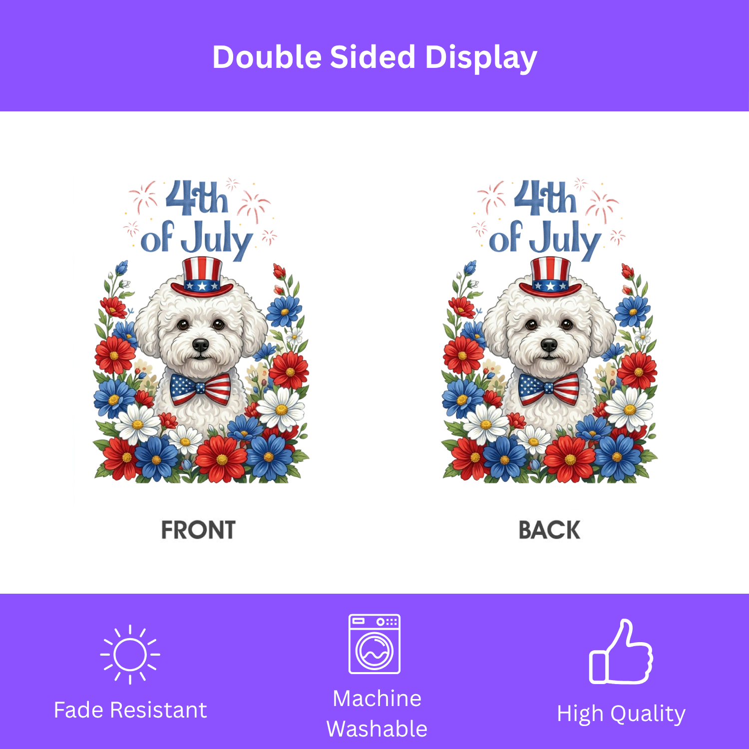 4th of July Bichon Frise Garden Flag