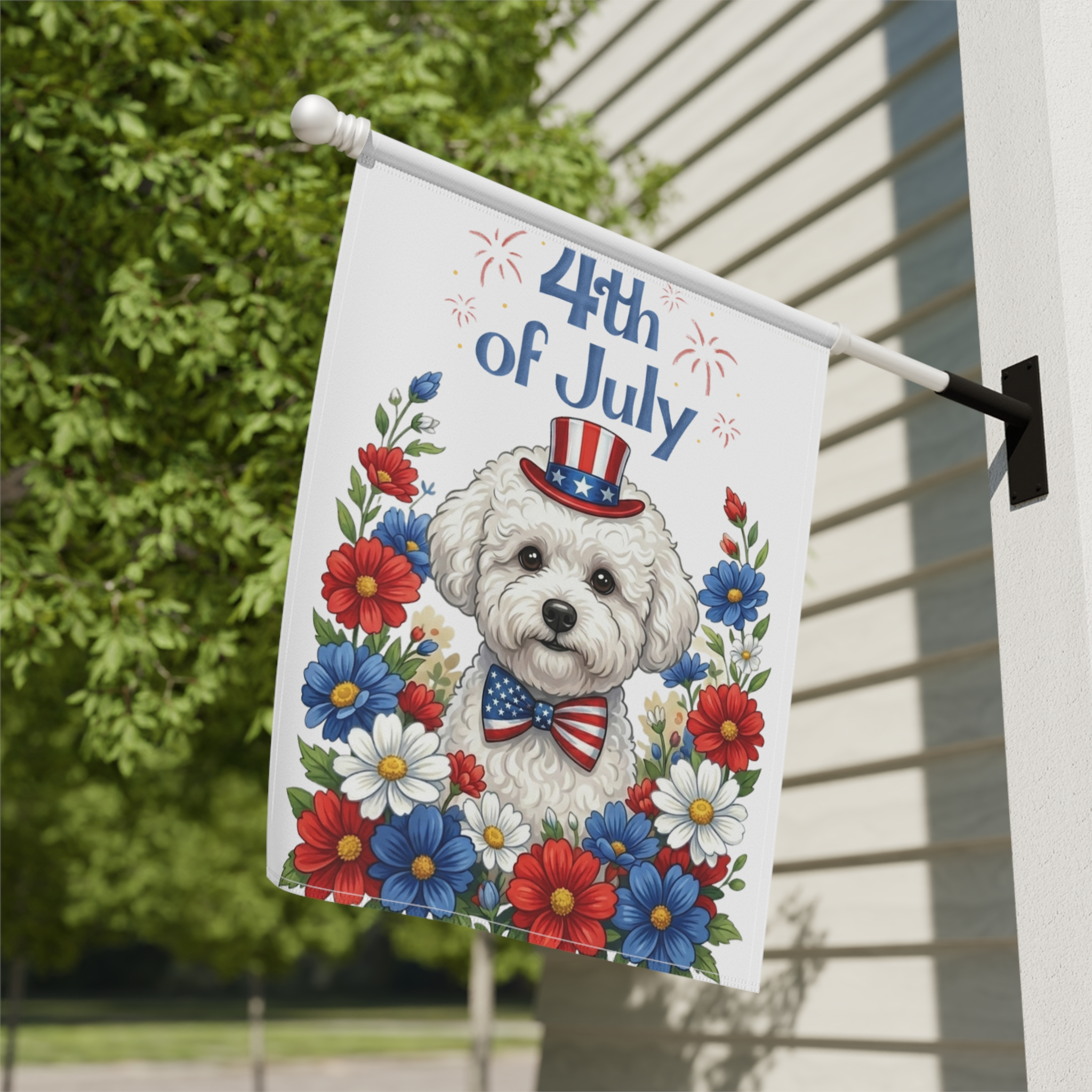 4th of July Bichon Frise Garden Flag