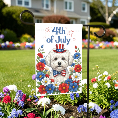 4th of July Bichon Frise Garden Flag