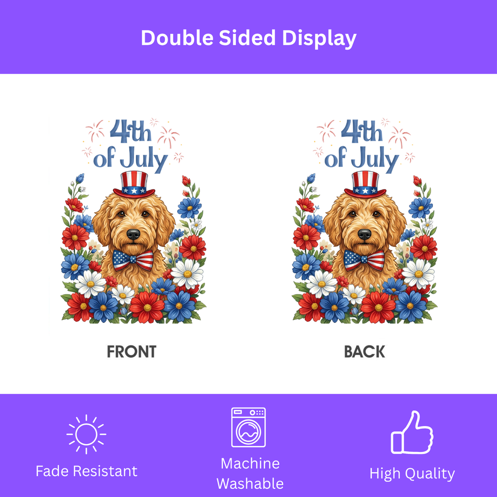 4th of July Golden Noodle Garden Flag - porch decor - Dragonfire Gardens