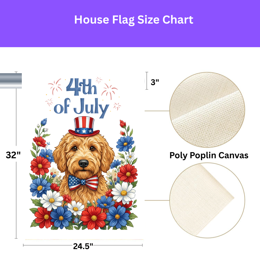 4th of July Golden Noodle Garden Flag - size comparison - Dragonfire Gardens