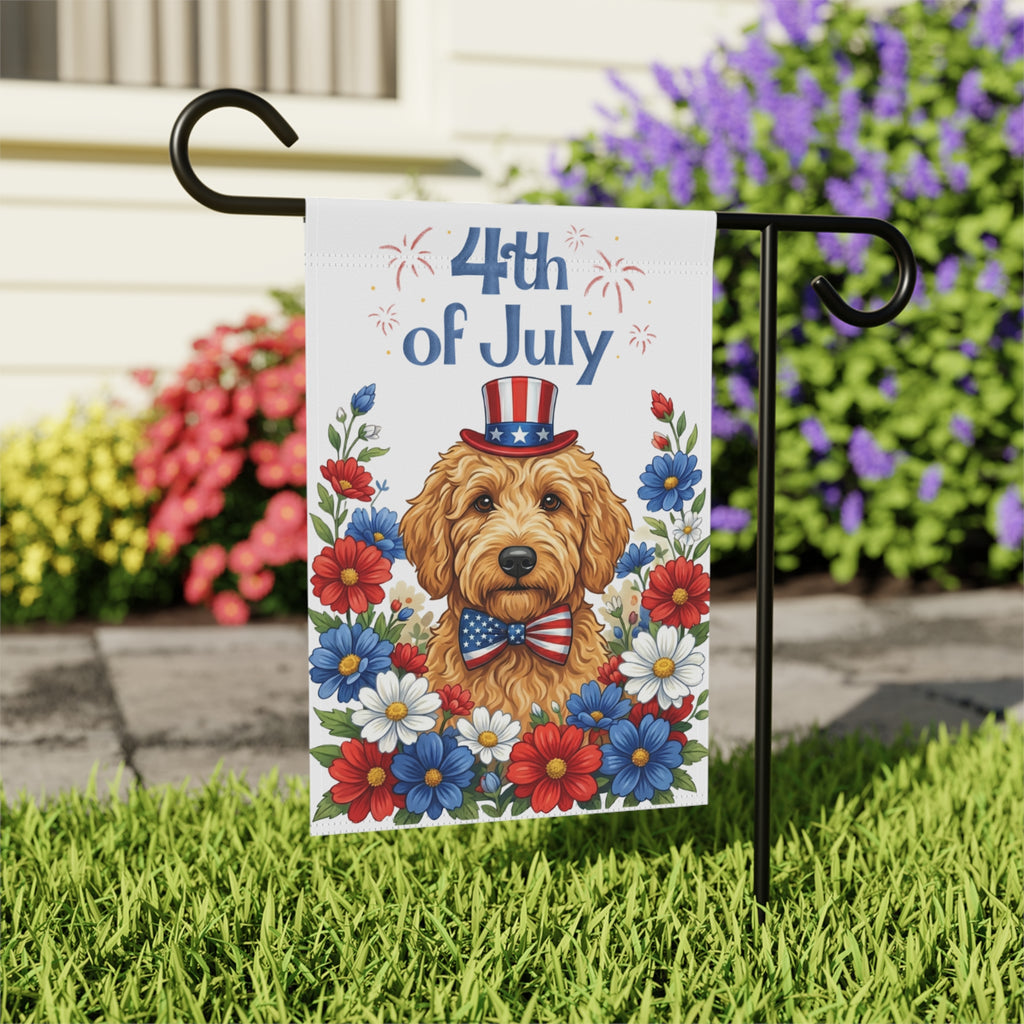 4th of July Golden Noodle Garden Flag - close-up detail - Dragonfire Gardens